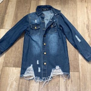 Never worn long jean jacket